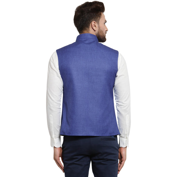 Treemoda Navy Blue Nehru jacket For Men Stylish Latest Design Suitable for Ethnic Wear/Wedding Wear/ Formal Wear/Casual Wear