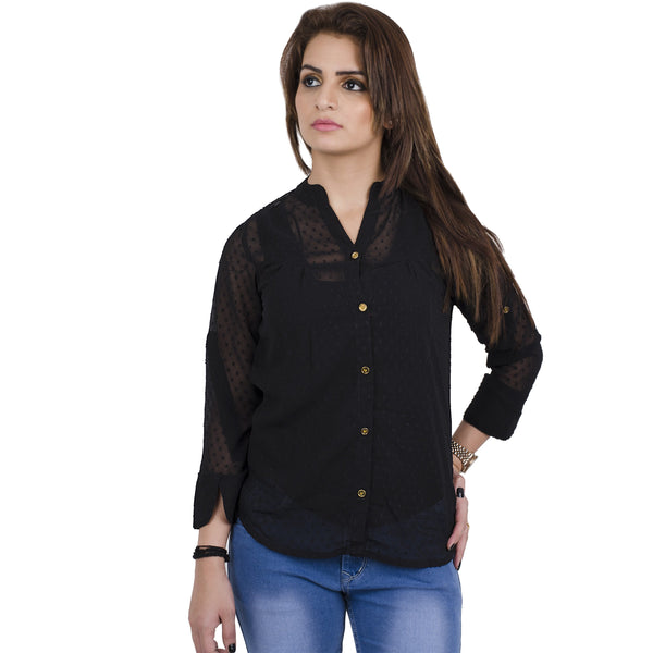 Black georgette Top For Women casual top