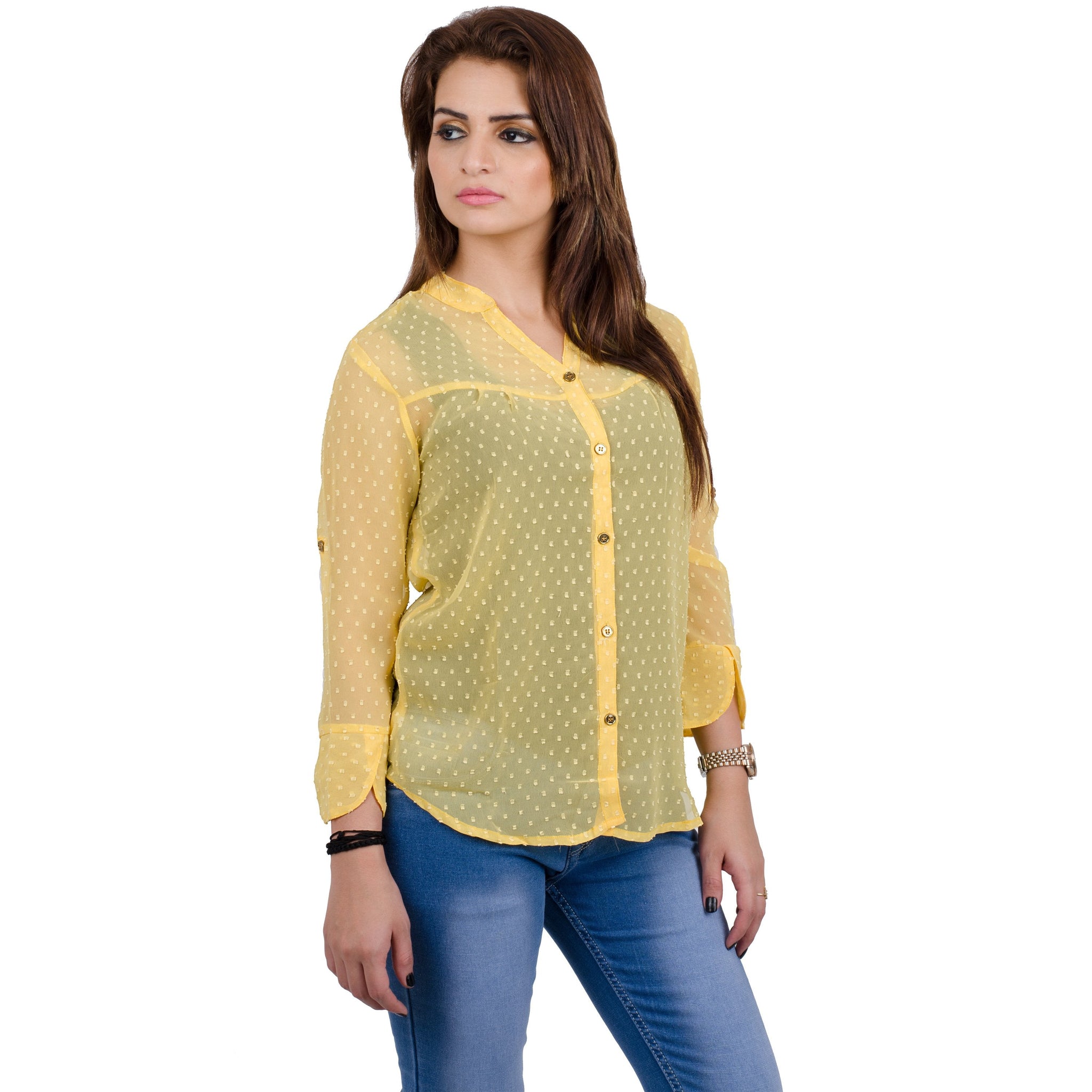 Yellow Georgette Top For Women casual top