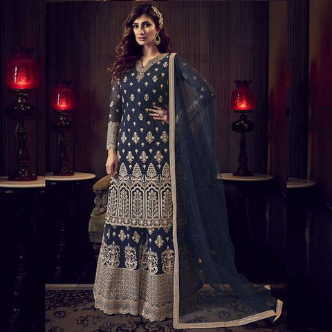 {SEMI-STITCHED} FAUX GEORGETTE HEAVY EMBROIDERERY WORK SUIT