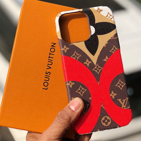LV Leather Case for iPhone - Brown & Red