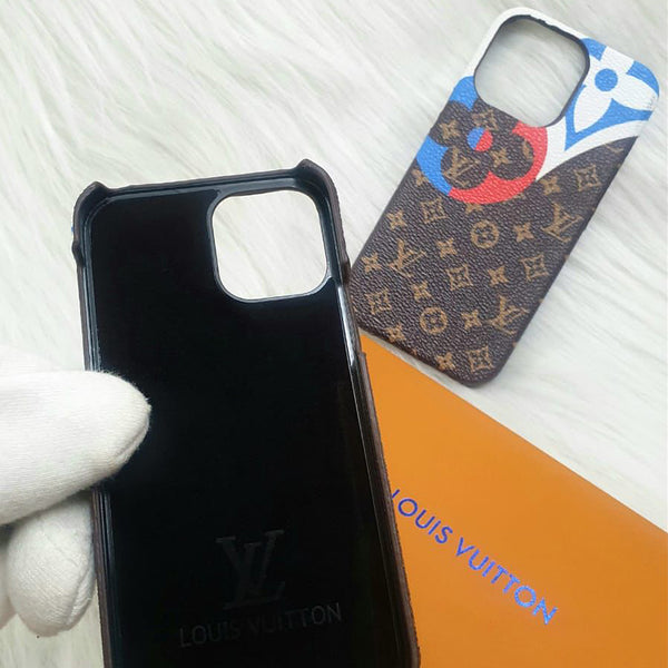 LV Leather Case for iPhone - Brown and Blue