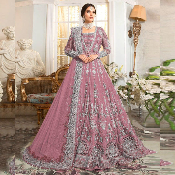 Pakstani Mirror Work Semi-Stitched Gown With Embroided Dupatta for Party Wear