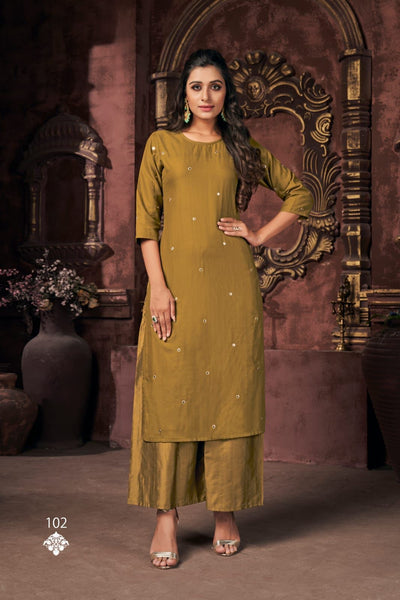 Heavy Fancy Cotton Plazzo Suit With Embroidery Work & Mirror Work For Party Wear.