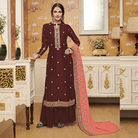 Semi-Stitched Party Wear  Plazzo Suit With Heavy Georgette Dupatta For Women