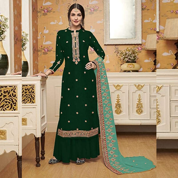 Semi-Stitched Party Wear  Plazzo Suit With Heavy Georgette Dupatta For Women