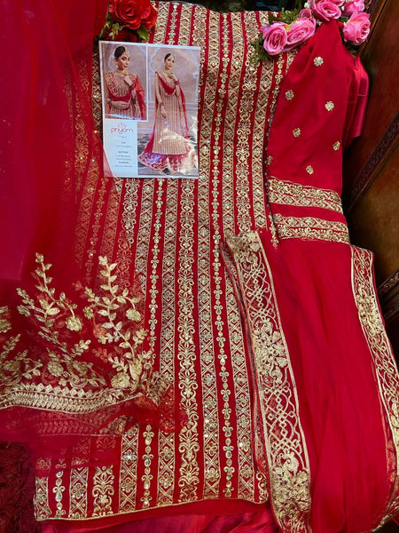 Heavy Embroidery kurta with Embroidered skirt {Garara} with Dupatta.{Semi-Stitched}