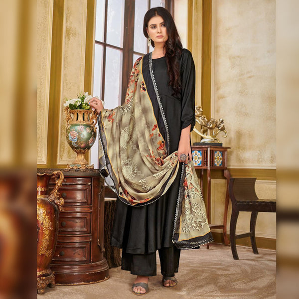 Fully Stitched Digital Printed Work Long Gown With Plazzo For Women.