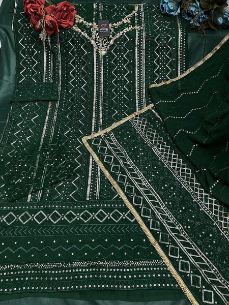 {Semi Stitched} Pakistani Heavy Georgette With Embroidery Work (Sequence) Suit