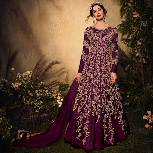 Beautiful Heavy Net Gown with Embroidery work, Jari ,sequence and stone work.