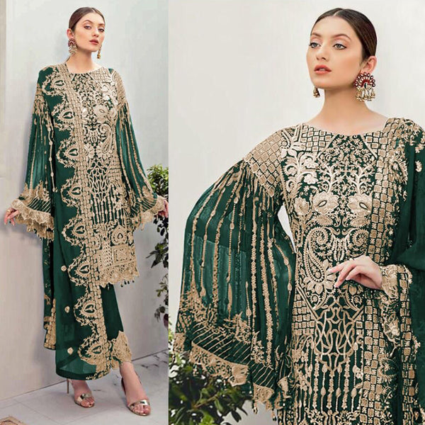Semi Stitched Heavy Georgette Suit With Embroidery Stone Workand