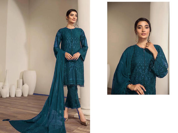{Semi Stitched} Beautifull Georgette With Embroidery Work & Diamond Work Suit.