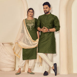 Green Couple Ethnic Set Fully Stiched  In Heavy Georgette Suit With Embrodery and Diamond Stone Work