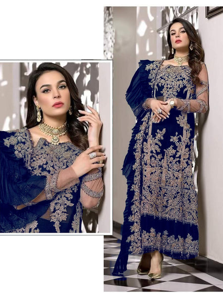 {Semi Stiched} Beautifull Heavy faux Georgette with Embroidery suit