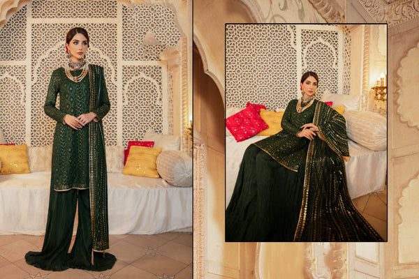 {Semi Stitched} Pakistani Beautifull Embroidery Work + Sequence Work Suit
