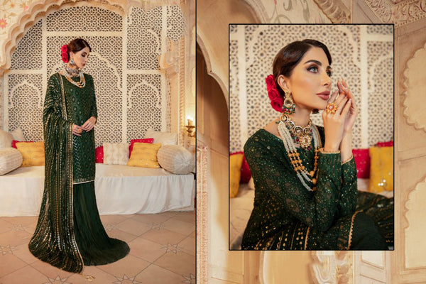 {Semi Stitched} Pakistani Beautifull Embroidery Work + Sequence Work Suit