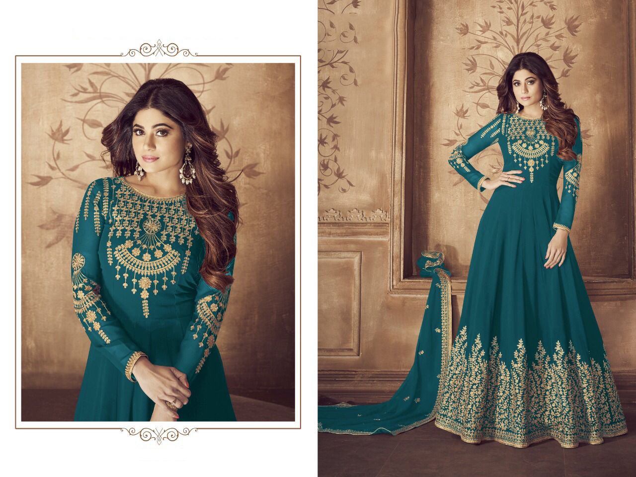{Semi Stitched} Heavy Beautifull Embroidery Real Fox Georgette