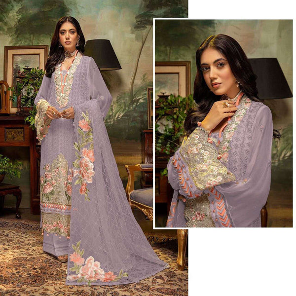 {Semi Stitched} Designer Faux Georgette with Floral Sequence Work Suit