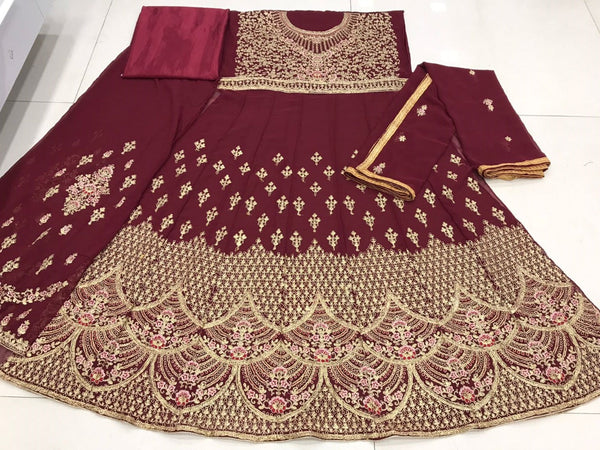 {Semi Stitched} Designer Fox Georgette with Satoon Embroidery work Suit