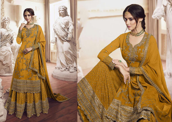 {Semi-Stitched} Beautifull Heavy Georgette Embroidery Work with Sequence work suit