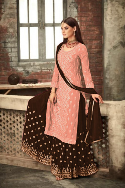 {Semi-Stitched} Beautiful Georgette with Embroidery work + Stone Suit
