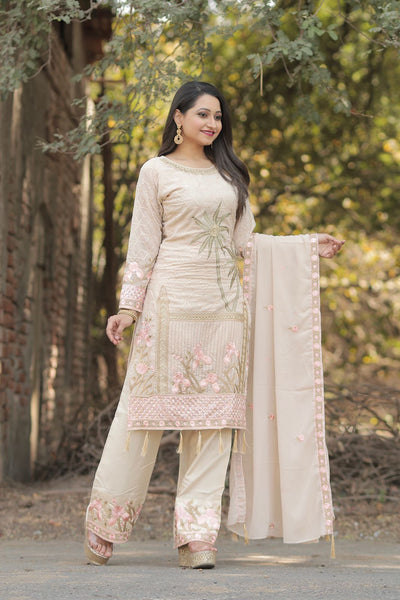 {Unstitched} Designer Embroiderid Worked Salwar Suit