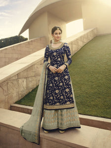 {Semi-Stitched} Beautifull Jacquard Silk and Back plain With Santoon Inner Suit