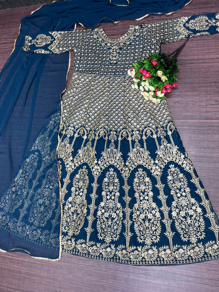 Buy Heavy Fox Georgette With Sequence And Stone Work Dress Material Online  at Best Prices in India - JioMart.