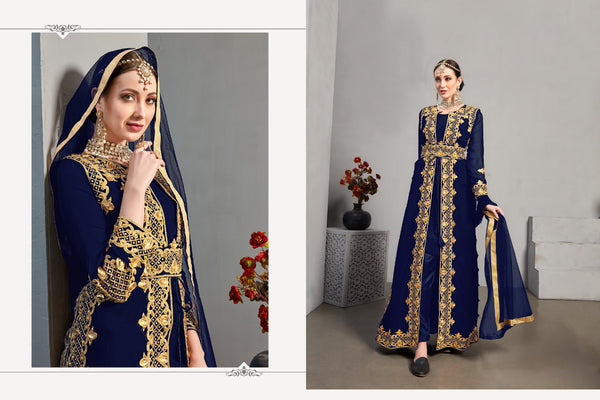 Koti concept Faux Georgette with embroidery work + Heavy stone work Suit