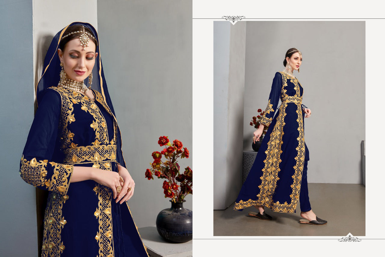 Koti concept Faux Georgette with embroidery work + Heavy stone work Suit