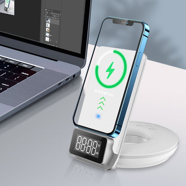 4 in 1 Wireless Fast Charger with Time Clock and Backlight