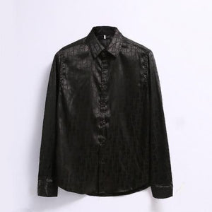 Oblique Pixel Long-Sleeved Shirt Form Men--Black Color