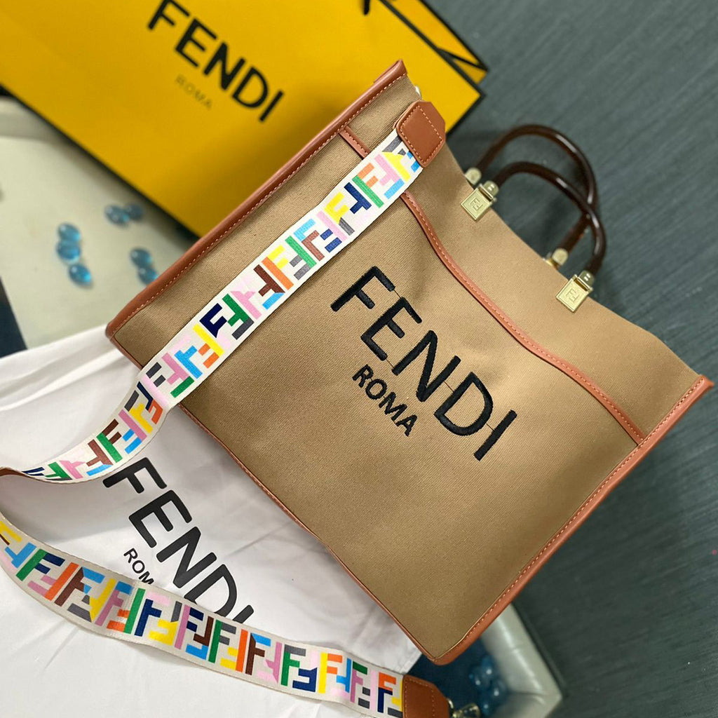 Fendi Men's Ff-logo Canvas Tote Bag