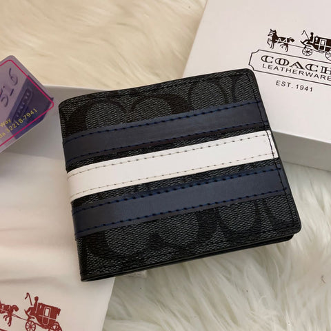 Premium Classic Stripe Intrecciato Leather Bi-fold Men Wallet
