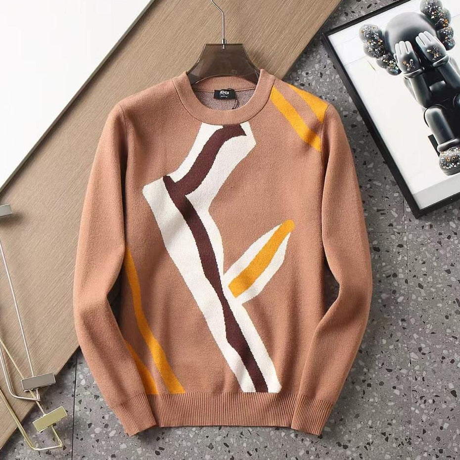 Designer Abstract Pattern Wool Pullover