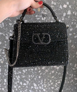 Luxury Crystal-Embellished Leather Tote Bag