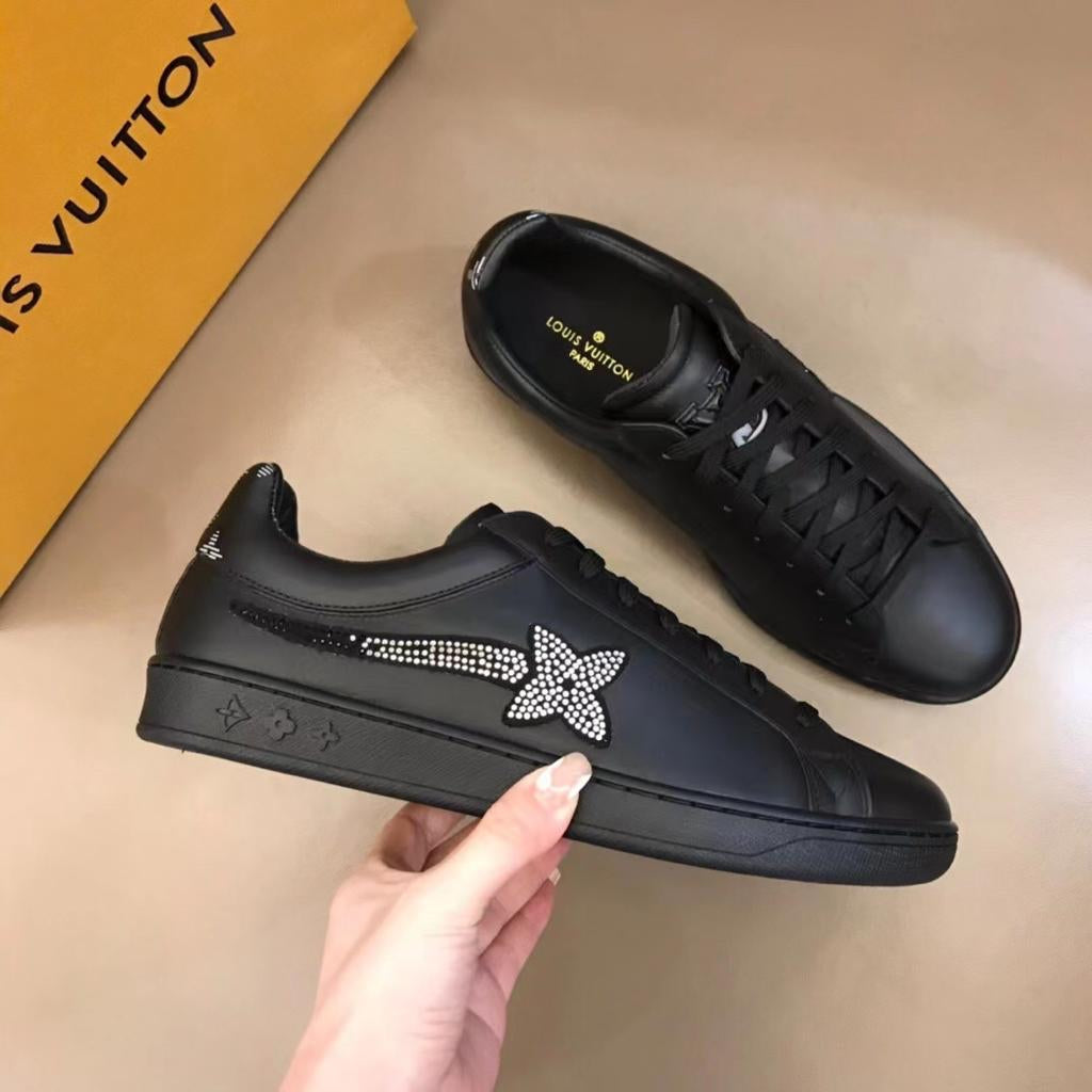 Louis Vuitton Men's Black Embossed Leather Luxembourg Sneakers