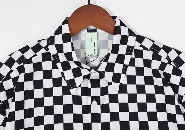 Checkerboard Print Short-Sleeve Shirt
