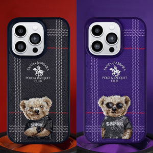 Santa Barbara Polo Teddy Bear Leather Case for iPhone 14 Series