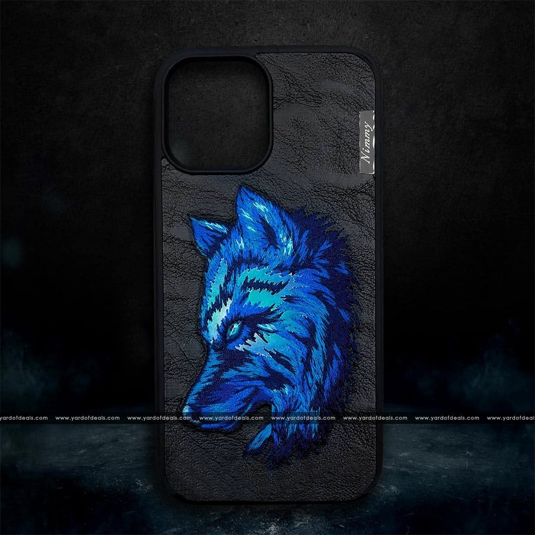 Nimmy 3D Embroided Wolf Back Case Cover for Apple iPhone - Black