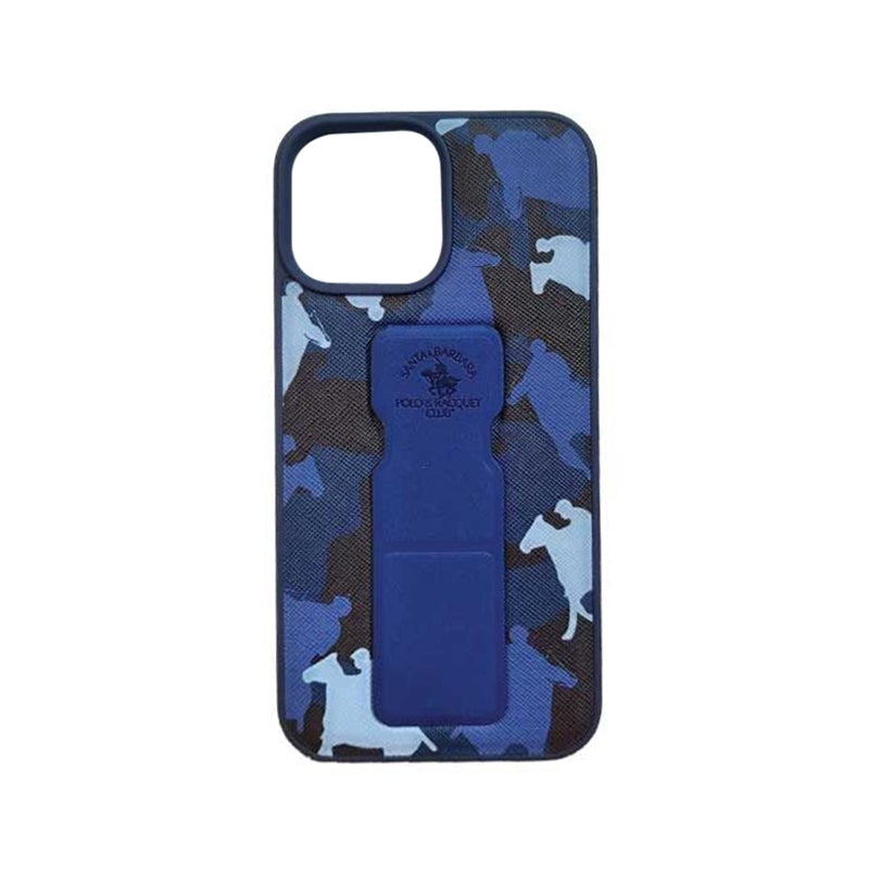 POLO CLUB Blue Camouflage Leather Case For iPhone