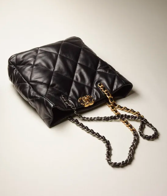 Chanel 19 Flap Bag Lambskin Large Black in Lambskin with Ruthenium-Finish  Metal - US