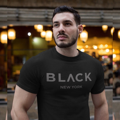 Black New York Printed Cotton Gym T-shirt