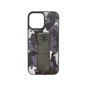 POLO CLUB Grey Camouflage Leather Case For iPhone