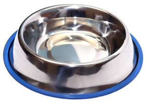 Medium 700ml Anti-Skid Stainless Steel Dogs Feeding Bowl with Blue Ring
