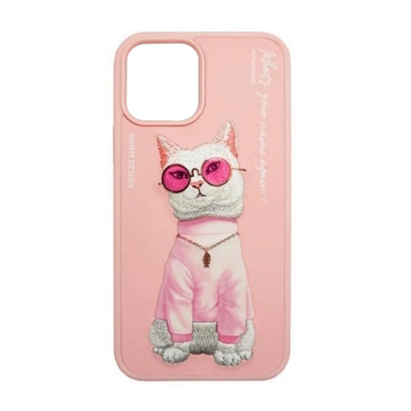 Nimmy 3D Embroided Swag Cat Back Case Cover for Apple iPhone - Pink