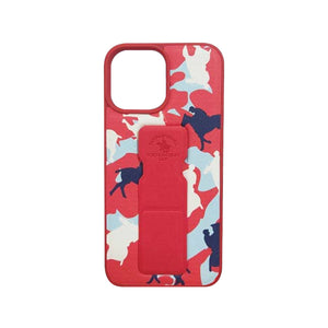 POLO CLUB Red Camouflage Leather Case For iPhone