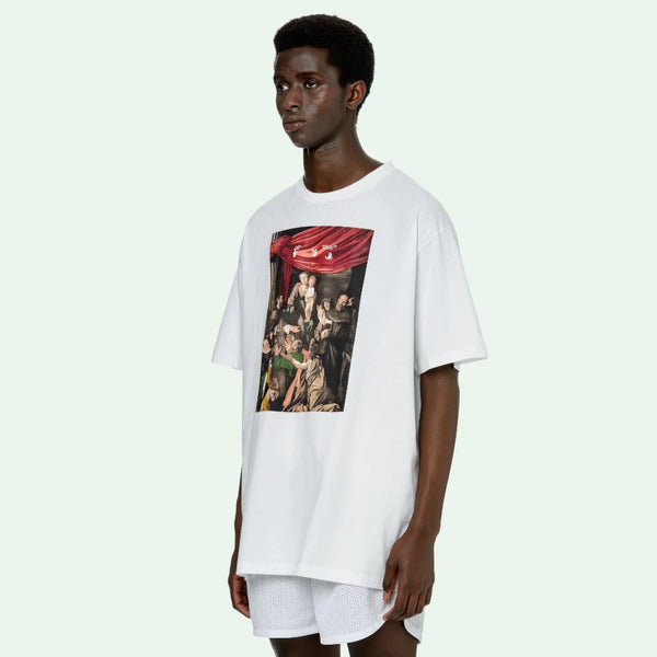 White Color Caravaggio Painting T-shirt For Men